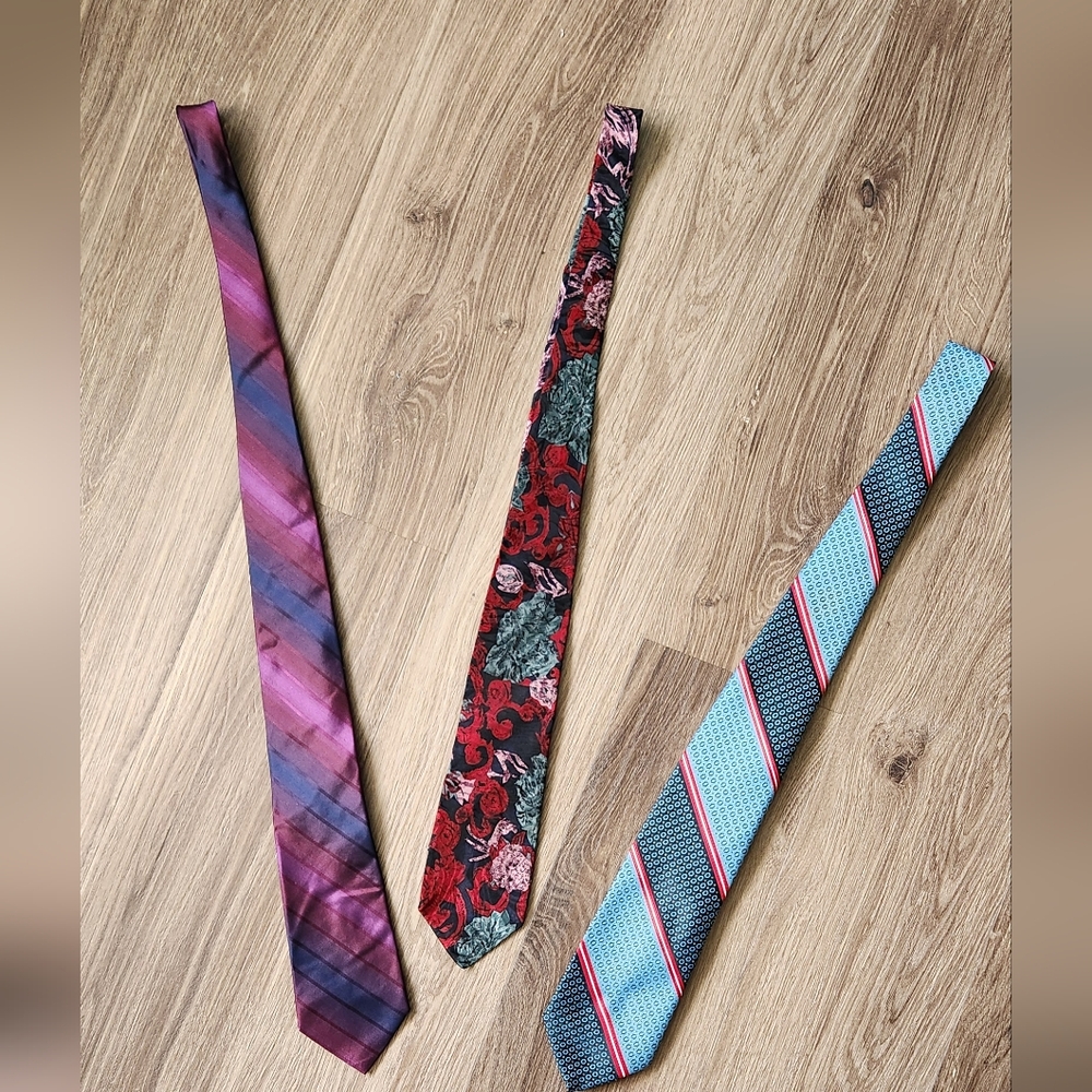 3 Men's Ties Fabriano*Perry Ellis Portfolio (100% silk NWT)*Monsieur Cravatieur